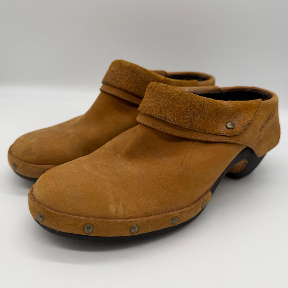 Merrell Luxe Wrap Dune Tan Suede Leather Clogs Mules 6.5 J68664